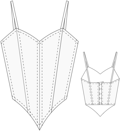 Front & back line drawing Style 100 Classic Bodice